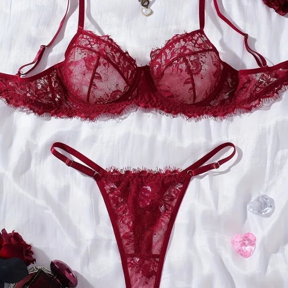 Other - Sexy Lace Lingerie in Deep Red